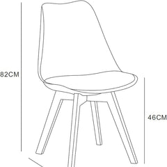 mcc direct Set of 2 Dining Chairs Wooden Legs Soft Cushion Pad Stylish DELUXE Retro Lounge Dining Office EVA