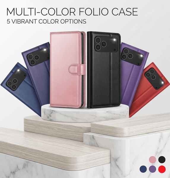 Leather Wallet Flip Cover with Card Holder, Stand Feature, Magnetic Closure, Compatible with iPhone 17 Pro Max 16 15 14 Pro Max 13 12 11 XR 8 7 SE 2022