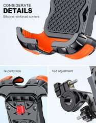 Glangeh Bike Phone Holder, [Secure Lock] 8S Quick Install Anti-Fall Motorbike Phone Holder, 360° Rotating Bike Phone Mount for 4.7”-6.8” Mobile Phones, Cycling Bikes Stand Fits Mountain/Scooter/Dirt