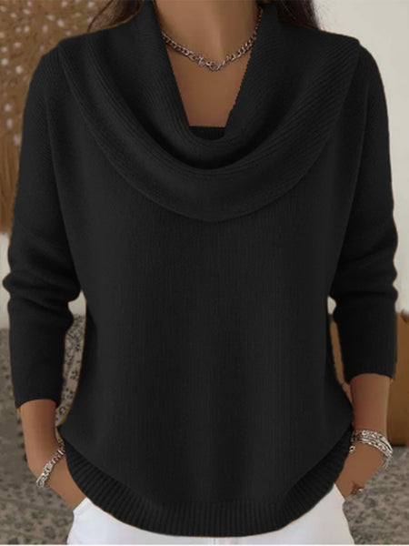 Women'S 2025 New Style Retro Solid-Color Sweater - Soft Round Neck Long Sleeve Winter Top with Ribbed Texture, Cozy Warm Pullover for Christmas & Daily Wear, Elegant Sweater for Women, Versatile Holiday Outfit