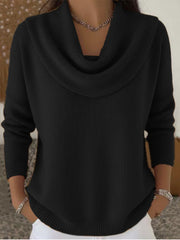 Women'S 2025 New Style Retro Solid-Color Sweater - Soft Round Neck Long Sleeve Winter Top with Ribbed Texture, Cozy Warm Pullover for Christmas & Daily Wear, Elegant Sweater for Women, Versatile Holiday Outfit