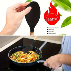 12pcs/22pcs Kitchen Utensils Set, Kitchen Cooking Utensils Set, Spoon, Spatula, 446F Heat Resistant Non Stick Food Grade Silicone And Wooden Handles, Kitchen Tools Set