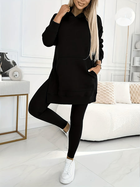Elegant Women'S Autumn And Winter Pullover Hoodie with Long Sleeves And a Pair of Fitted Leggings, a Beautiful Two-Piece Set