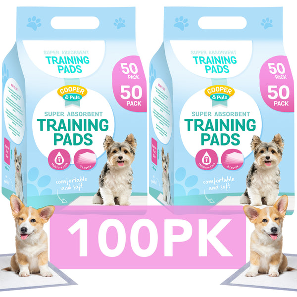 100 Puppy Training Pads for Dogs | Large 60x45cm Dog Pee Pads with Leak-Proof Backing & Odour Control | Super Absorbent Puppy Toilet Training Mats | Bulk Disposable Dog Wee Pads for Housebreaking & Travel