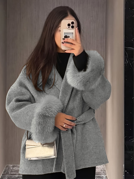 New Autumn/Winter Sophisticated Style Tie-Strap Coat for Women, Elegant and High-End, Overcoat