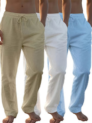 3pcs Solid Pants for Men, Trendy Casual Trousers for Males