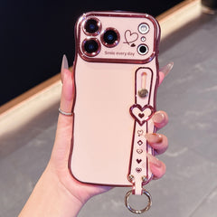 Phone Case - Electroplated Phone Case with a Large Heart-Shaped Window And Wavy Design, Compatible with for Iphone 11 Through 17 Pro Max Plus, Offering Full Coverage And Drop Protection