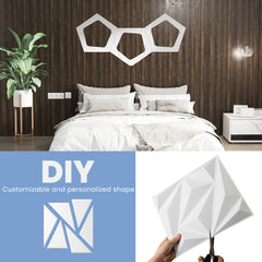 COSTWAY 50-Pack 3D Wall Panels, Textured Interior Decoration with Included Stickers, 30 x 30cm PVC Diamond Design for Office Hotel Living Room Bedroom TV Background Cover 4.5m² White, Home Decor, Office Decor, Stylish Wall Art, Modern Wall Decor, Lightwei