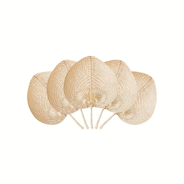 Set of 2 Hand-Woven Bamboo And Rattan Fans, Perfect for Keeping Cool in Summer, Ideal for Farmhouse-Style Wall Decor Or As Gifts for Weddings And Parties