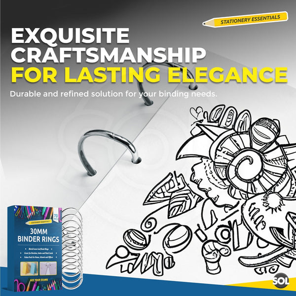 70 or 140 Pack Metal Hinged Binder Rings | 30mm Loose Leaf Rings for Album, Bookbinding, Scrapbooking & Crafts | Durable Split Key Rings for Flashcards, Notebooks & DIY Projects | Strong Steel Book Rings for Home, Office & School Organisation