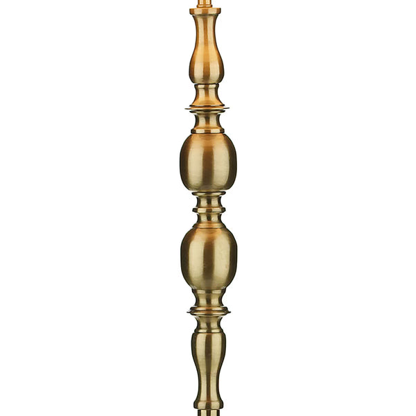 Madrid Antique Brass Floor Lamp with Faux Silk Shade