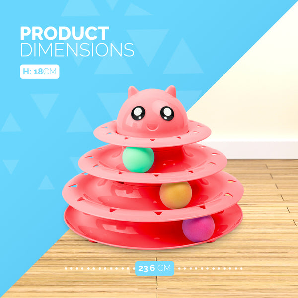 FurDreams Cat Roller Ball Toy Interactive - 3 Tier Tower Fun Cat Ball Track Toy, 3 Level Pet Teaser Toy for Interactive Play, Kitten Fun Puzzle Toy for Exercise & Stimulation
