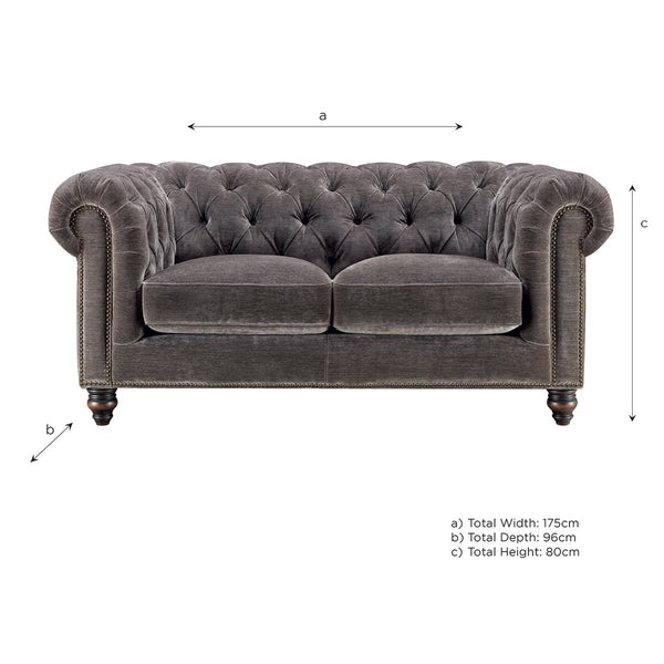 Allington 2 Seater Grey Fabric Chesterfield Sofa