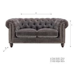 Allington 2 Seater Grey Fabric Chesterfield Sofa