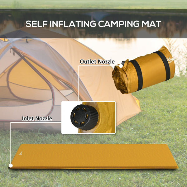 Self-Inflating Camping Sleeping Pad, Single Air Bed with Carry Bag