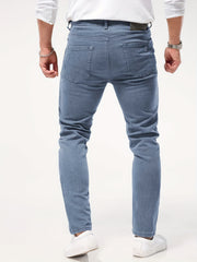 Solid Color Jeans Men'S Slim Fit Straight Leg Easy Versatile Casual Wear Long Pants Men'S Fashion