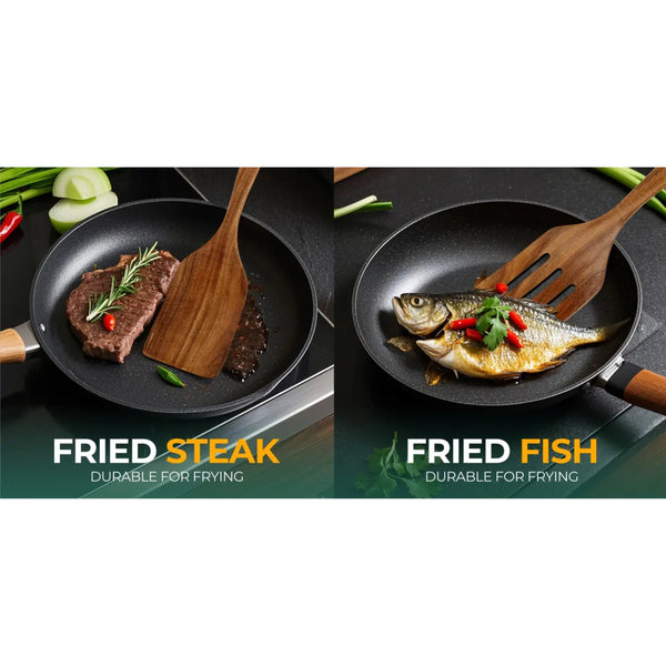 Premium 5pcs Wooden Cooking Utensil Set | Durable Non-Stick Kitchen Tools | Wooden Spoons & Spatulas for Everyday Cooking