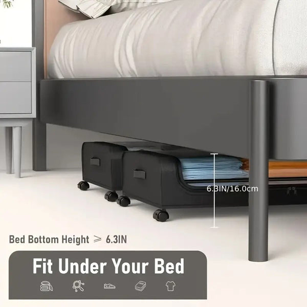 Lunaluke 1/2/4pcs Under Bed Storage with Wheels XXL 60L Large Capacity Rolling Underbed Storage Bins Organizer for Clothes, Shoes, Blankets, Toys, Books and Seasonal Items, Space-Saving Under Bed Drawer Box for Bedroom, Closet, Dorm, Living Room and Kids