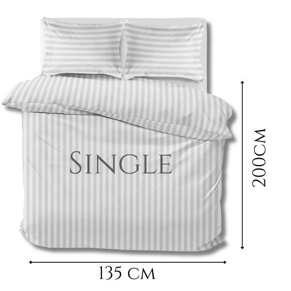 Luxurious Hotel Quality SATIN STRIPE DUVET/QUILT COVER BEDDING SET with Pillowcases All Sizes Bedding Set - 3pcs Hypoallergenic Satin Stripes Microfiber Duvet Quilt Cover with Pillow Cases - Soft Comfortable, Durable Breathable & Anti-Wrinkle Duvet Cover