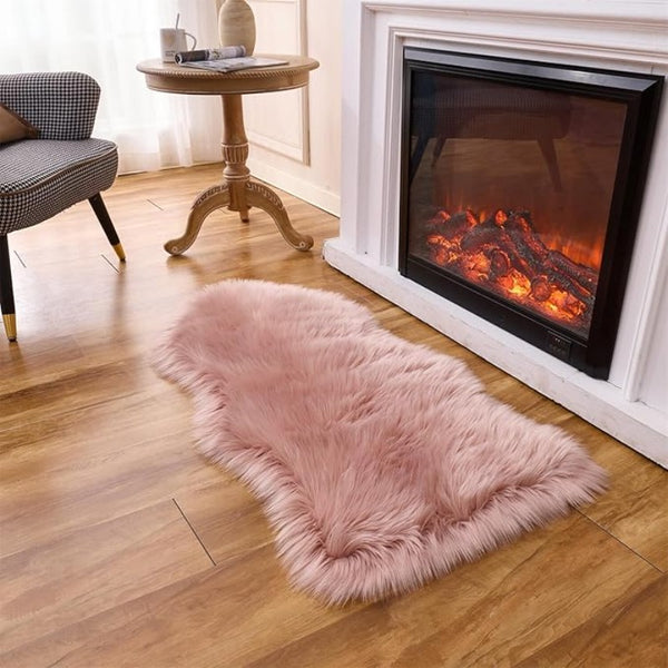 Ultra Soft Faux Fur Rug, Pink Fluffy Shaggy Small Area Rugs, Non Slip Area Floor Carpet, Soft and Cozy for Living Room, Bedroom, Sofa, Chair, Machine Washable