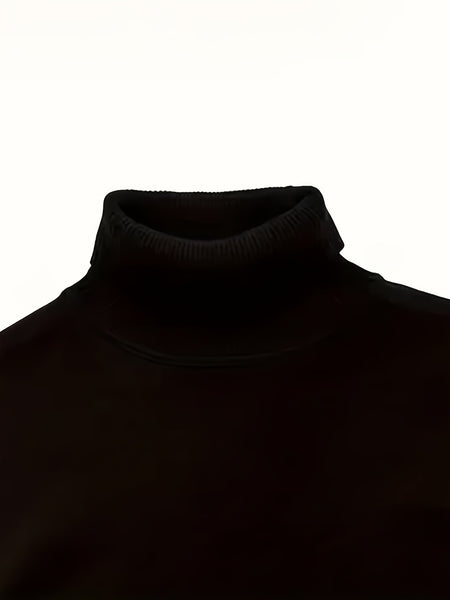 [2-Pack] Autumn/Winter -Lined Thermal High-Neck Sweater, Black and White Solid Color Base Layer Knit Top, Thickened Pullover, Suitable for Outings and Travel
