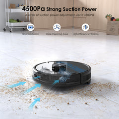 Lubluelu SL60 MAX Robot Vacuum Features a 2.5L Self-Emptying Station, Providing 60 Days of Hands-Free Cleaning. It Boasts a Powerful 4500 Pa Suction, Functions As Both a Vacuum Cleaner And Mop, Includes 24 No-Go Zones