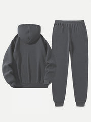 2pcs Cartoon NORWAY Letter Drawstring Hoodie and Sports Trousers Set | Casual Hooded, Slight Stretch Fabric, Patterned, Loose Fit for Men, Ideal for Fall/Winter