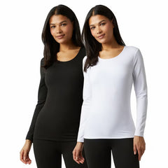 32 Degrees Heat Neo Plush Base Layer Top 2 Pack in Brown & Cream