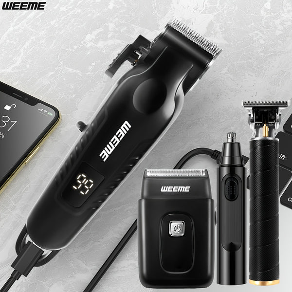 WEEME 4pcs 3pcs 2pcs 1pc Black Golden Hair Clippers For Men Professional, Beard Trimmer Kit, Cordless Clippers And Trimmers Set, Electric Razor Shavers And Nose Trimmer, Mens Grooming Kit For Barber, Valentines Day Christmas Gifts For Him