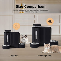 Dog And Cat Food Feeder And Water Dispenser, Two-In-One Set, 3L Large Capacity, Automatic Gravity Feeding, 304 Stainless Steel Bowl, Removable And Washable, for Small/Medium/Large Dogs And Cats, Black, Without Battery