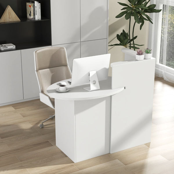 Corner Front Reception Counter Desk with Lockable Drawer
