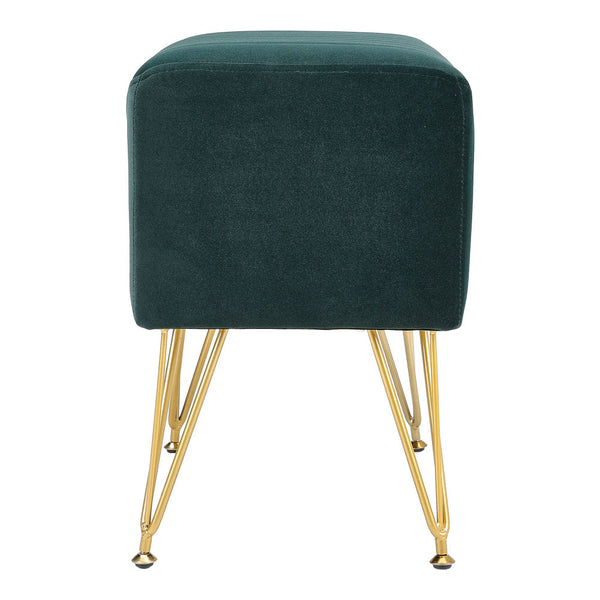 1pc Green Velvet Footstool Metal Legs Small Rectangle Ottoman No Storage for Makeup Room Bedroom Entryway Shoe Changing Stool Chair Foot Rest