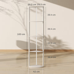 LED Floor Lamp with Shelves, 5-Tier Dimmable Standing Lamp with Adjustable Brightness and Foot Switch, Modern Corner Display Shelf Unit for Living Room Bedroom Office