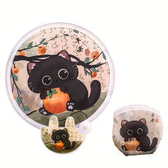 4pcs Cute Cat Folding Fan - Cat Design, 2-In-1 Cooling And Sunscreen, Portable Handheld Storage Bag, Summer Additions, Festival Gifts