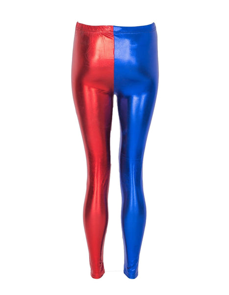 RUFEDGE Women's Halloween Contrast Red & Blue Leggings | Costume Pants for Women