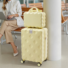 2pcs Luggage Set Cabin Suitcase, Lightweight Luggage Hard Shell Travel Trolley Case, Travel Suitcase Sets with Cup Holder and Hook, Carry on Hand Cabin Luggage with Beauty Case