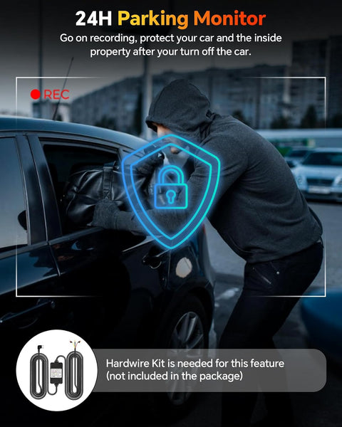 Dash Cam Front and Rear inside 3 Channel Dashcam for Cars 1080P with 64GB Card Adjustable Lens 3 Ways Triple Camera with Night Vision, G-Sensor, Loop Recording, Parking Monitor