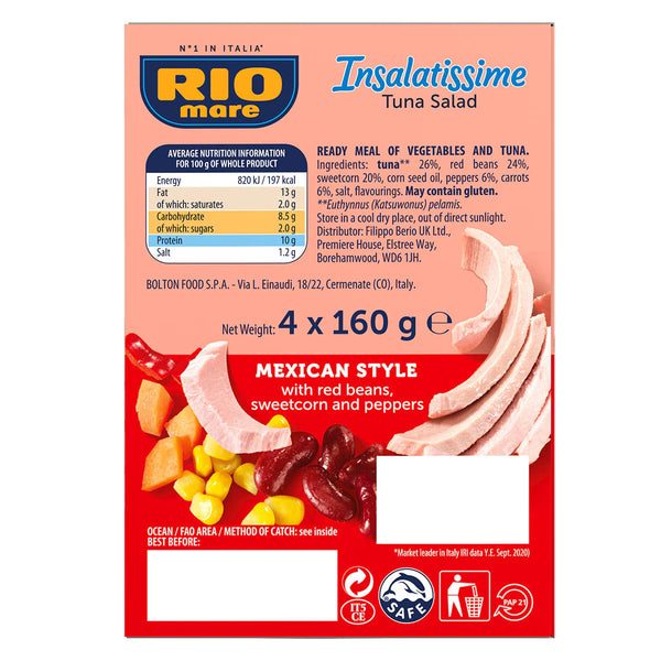 Rio Mare Insalatissime Mexican Style Tuna Salad, 4 X 160G