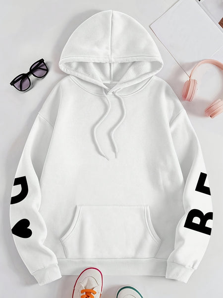 IT's REALLY Print Hoodie, Casual Fashion Sweatshirt, Hooded Pocket Drawstring Sweatshirt for Fall & Winter, Women's Clothing