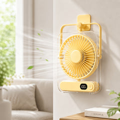 Rechargeable USB Desktop Fan (5000Mah Battery Included): Ultra-Quiet Operation with a Foldable Design And Digital Battery Level Display. Constructed from Durable Acrylic Material. A Device Perfect for Home Use