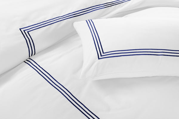 Embroided Baratta Stitch Duvet Cover Set with Matching Pillowcases - Ultra-soft Brushed Microfibre – Chic & Modern Design – Easy Care & Machine Washable