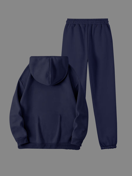 Women's Winter Casual -Lined Thickened Hooded Sweatshirt and Sweatpants Two-Piece Set