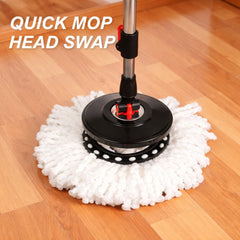 360° Spin Mop & Bucket Set with Wringer 2 Microfiber Heads Extendable Stainless Steel Handle Easy Clean Floor Mop for Home Kitchen Bathroom