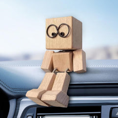 Shaking Wooden Man Figurine, Charming Little Wooden Figure That Sways, Handmade Shaking Feet Little Man, Funny Interior Car Ornaments for Car Dashboard