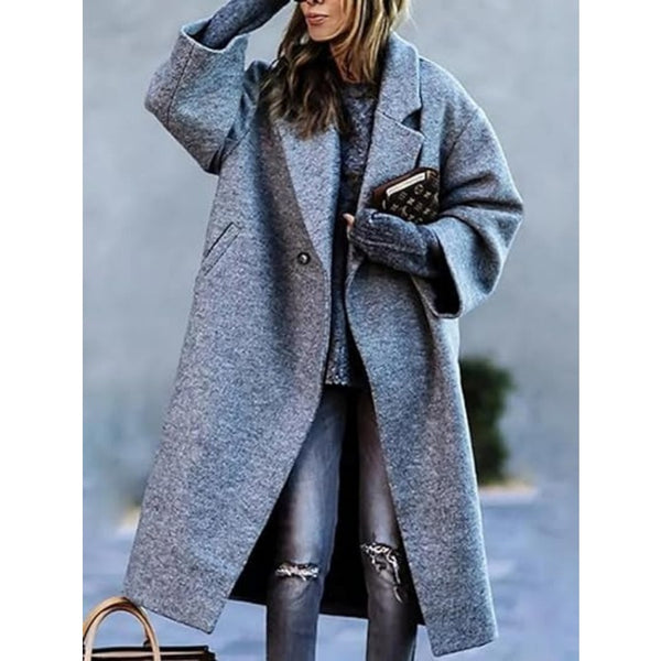 Women'S Elegant Long Winter Coat with Plush Collar - Solid Color Warm Winter Coat, Soft Faux-Fur Trim, Structured Fit & Smooth Texture, Cozy Outerwear for Fall and Winter 2025, Casual to Formal Outfits (, Brown, Grey, Navy