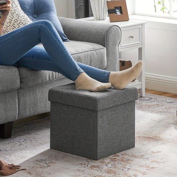Storage Stool Padded Foldable Bench, Chest with Lid, 40L Capacity, Holds Up to 300kg, for Bedroom, Hallway, Living Room