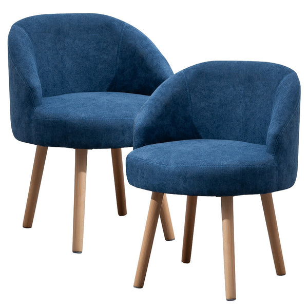Set of 2 Small Accent Occasional Lounge Sofa, Guest Reception Sofa Chair Office Chair, Tub Chairs Upholstered Fabric with Solid Wood Legs