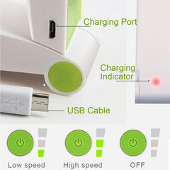 Schallen Portable Mini Folding Pocket Fan USB Rechargeable Electric Handheld Desk Fan Foldable Travel Cooling Fan with Quiet Motor Soft Blades Safe Design Lightweight Personal Fan for Home Office Desk Travel Camping Commuting Summer Cooling Fan (White Gre