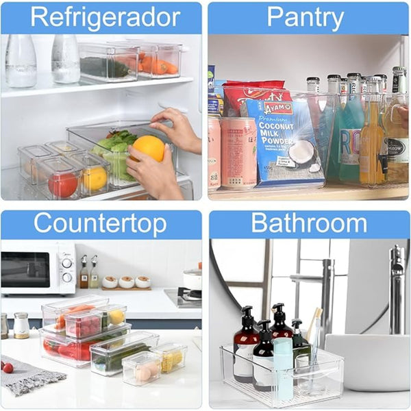 3-Piece Set of Transparent Stackable Storage Containers with Lids, Cosmetics and Jewelry Storage Box, Multi-functional Home Storage Box for Bathrooms, Bedrooms, Living Rooms and Kitchens and Picnic Use