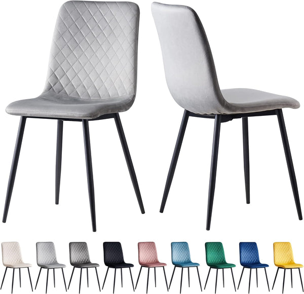 mcc direct Set of 2 Designer Velvet Chairs Fabric Dining Chairs with Metal Legs-Lexi Chairs